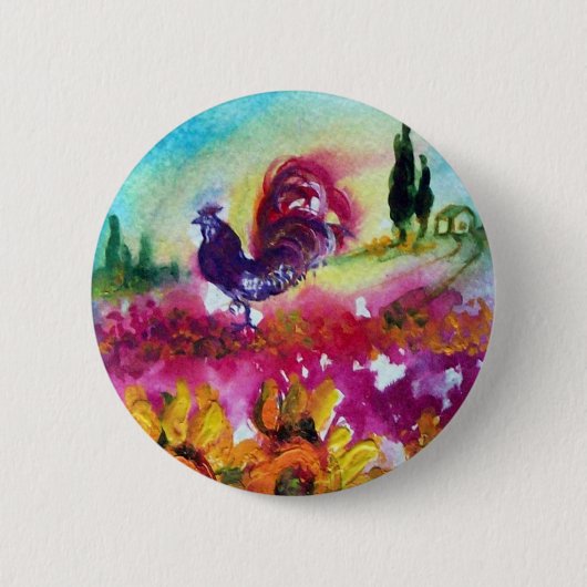 BADGE ROND 5 CM SOUFFLE ET ROOSTER NOIR (Devant)