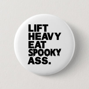 Badge Rond 5 Cm Soulever Lourd Manger Étrange Drôle Halloween Adul