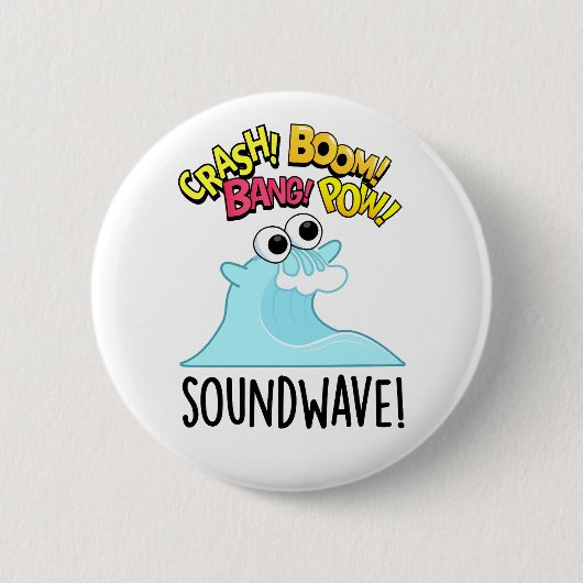 Badge Rond 5 Cm Sound Wave Funny Ocean Pun (Devant)