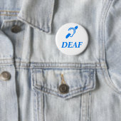 Badge Rond 5 Cm SOURD - bleu sur l'arrière - plan blanc (En situation)