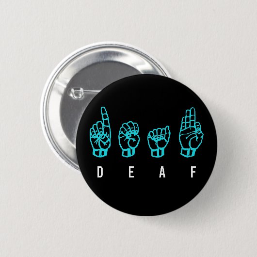 Badge Rond 5 Cm Sourde ASL American Sign Language Doigt épelé (Devant & derrière)