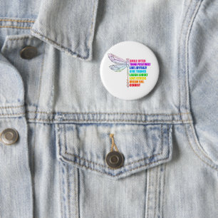 Badge Rond 5 Cm Sourire de libellule Pensez souvent de manière pos
