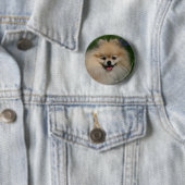 Badge Rond 5 Cm Sourire de Pomeranian (En situation)