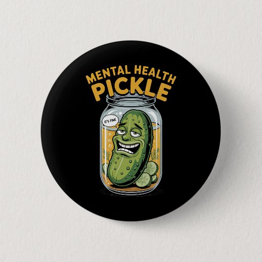 Badge Rond 5 Cm Sourire Faux Pot de Pickles Conscientisation à la  (Devant)