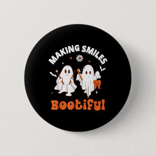 Badge Rond 5 Cm Sourires Botiful Ghost Dentist Dent Halloween Dent