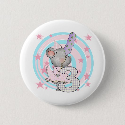 Badge Rond 5 Cm Souris 3e anniversaire T-shirts et cadeaux (Devant)