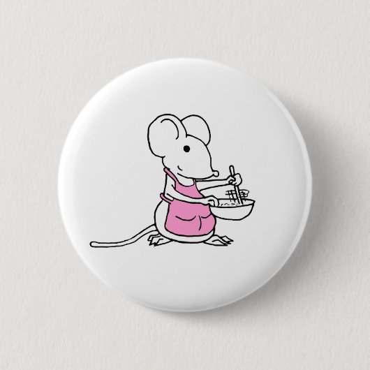 Badge Rond 5 Cm Souris de cuisson rose (Devant)