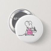Badge Rond 5 Cm Souris de cuisson rose (Devant & derrière)