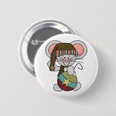 Badge Rond 5 Cm Souris de Noël avec l'ornement (Devant & derrière)