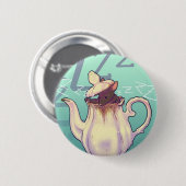 Badge Rond 5 Cm Souris de porte avec la théière (Devant & derrière)