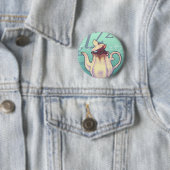 Badge Rond 5 Cm Souris de porte avec la théière (En situation)