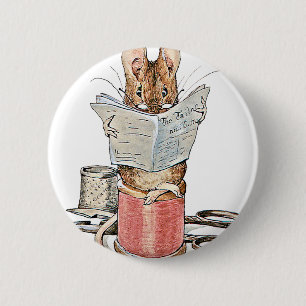 Badge Rond 5 Cm Souris de tailleur sur la bobine du fil
