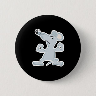 Badge Rond 5 Cm souris drôle avec des muscles