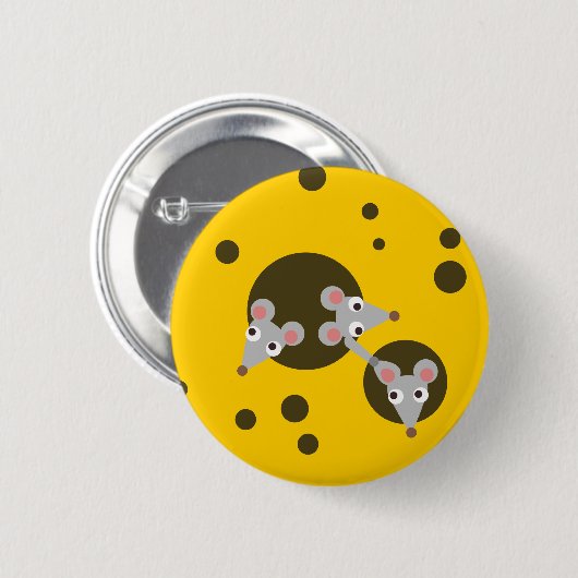 Badge Rond 5 Cm Souris en fromage (Devant & derrière)