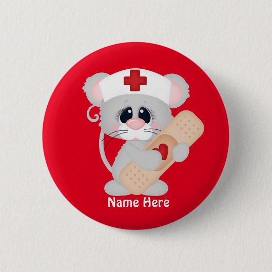 Badge Rond 5 Cm Souris infirmière dessinée (Devant)