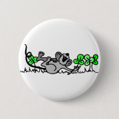 Badge Rond 5 Cm Souris Jouant En Shamrock (Devant)