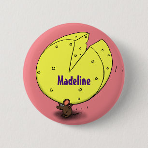 Badge Rond 5 Cm Souris mignonne avec dessin animé au fromage