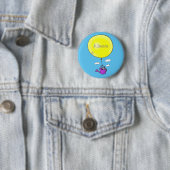 Badge Rond 5 Cm Souris mignonne dans la canette d'arrosage avec de (En situation)