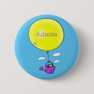 Badge Rond 5 Cm Souris mignonne dans la canette d'arrosage avec de