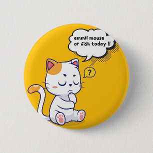 Badge Rond 5 Cm Souris ou poisson ? - animal de compagnie drôle -