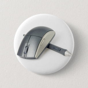Badge Rond 5 Cm Souris sans fil et stylo numérique