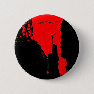 Badge Rond 5 Cm Sous la destruction - Rouge