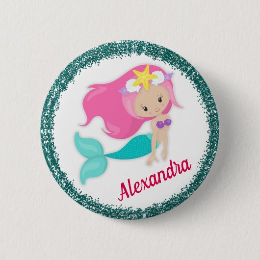 Badge Rond 5 Cm Sous le parti des sirènes marines (Devant)