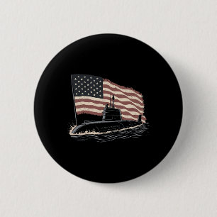 Badge Rond 5 Cm Sous-marin Drapeau Usa Vétéran 4 Juillet