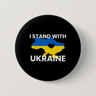 Badge Rond 5 Cm Soutenez la carte de l'Ukraine Cœur Tenir ensemble