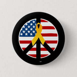 Badge Rond 5 Cm Soutenez les troupes - ruban jaune