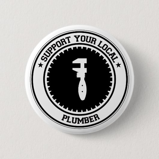 Badge Rond 5 Cm Soutenez votre plombier local (Devant)