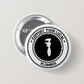 Badge Rond 5 Cm Soutenez votre plombier local (Devant & derrière)