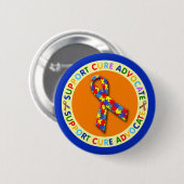Badge Rond 5 Cm Soutenir l'autisme de Cure Advocate (Devant & derrière)