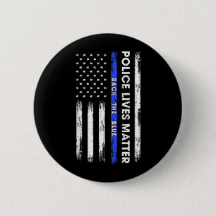 Badge Rond 5 Cm Soutenir le bleu ligne mince bleue drapeau USA vie
