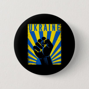 Badge Rond 5 Cm Soutenir l'Ukraine Main Poing Ukraine Résister Man