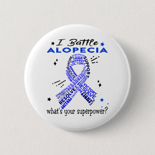 Badge Rond 5 Cm Soutien Alopecia Guerrier cadeaux