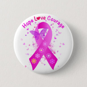 Badge Rond 5 Cm Soutien au cancer du sein