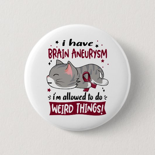 Badge Rond 5 Cm Soutien Cerveau Aneurysme Sensibilisation Ribbon C (Devant)