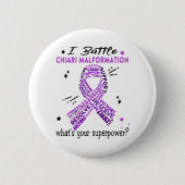 Badge Rond 5 Cm Soutien Chiari Malformation Guerrier Cadeaux (Devant)