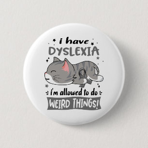Badge Rond 5 Cm Soutien Dyslexie Sensibilisation Ribbon Cadeaux
