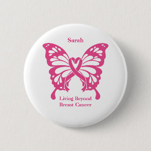 Badge Rond 5 Cm Soutien et sensibilisation aux papillons du cancer