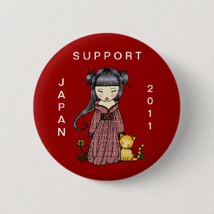 Badge Rond 5 Cm Soutien Japon bouton Kimono Girl