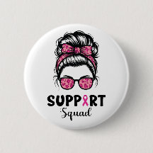 Soutien Squad Messy Bun Pink Warrior Cancer du sei