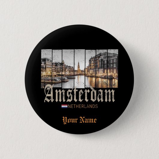 Badge Rond 5 Cm Souvenir d'Amsterdam Netherlands (Devant)