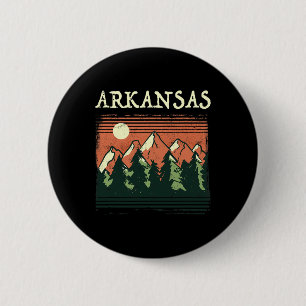 Badge Rond 5 Cm Souvenir de l'Arkansas Randonnée Montagnes Coucher