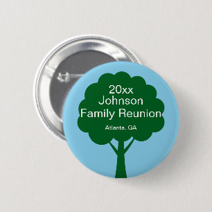 Badge Rond 5 Cm Souvenir de réunion de famille avec nom, arbre et