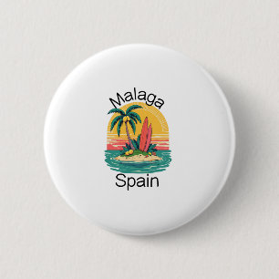 Badge Rond 5 Cm Souvenirs Malaga Espagne Espagne Voyage Vacances H