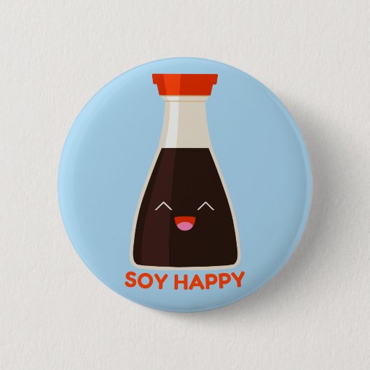 Badge Rond 5 Cm Soy Happy Cute Soy Sauce Foodie (Devant)