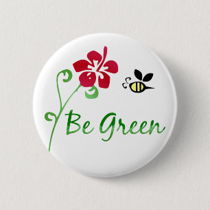 Badge Rond 5 Cm Soyez bouton vert