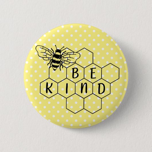 Badge Rond 5 Cm Soyez Bumble Bee Yellow Polka Dot (Devant)